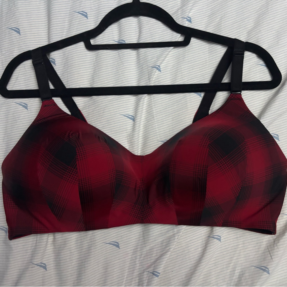 Torrid Red and Black Plaid Wireless Bra
